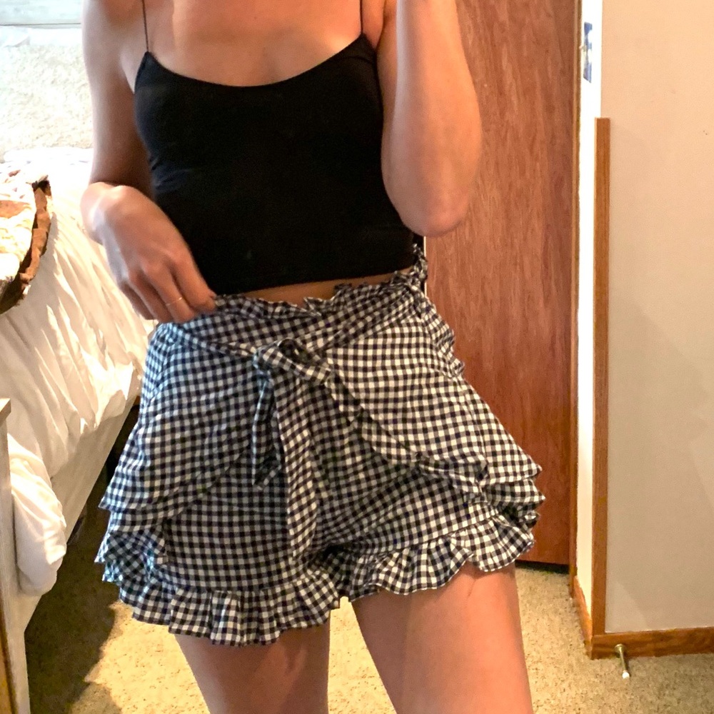 Navy Blue Plaid Shorts